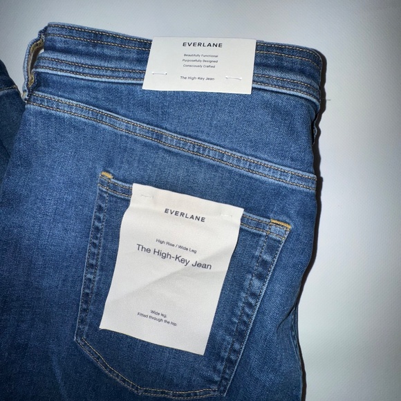 EVERLANE Wide Leg Jeans The HIGH-KEY Med indigo Jeans New 33 /16 - Picture 4 of 12